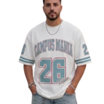 Campus Mania Oversized White Printed Casual Streetwear T-Shirt For Men