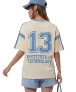 Women’s IIT 13 Oversized Varsity Graphic Casual V-Neck T-Shirt - Image 2