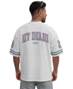 Campus Mania Oversized White Printed Casual Streetwear T-Shirt For Men - Image 2